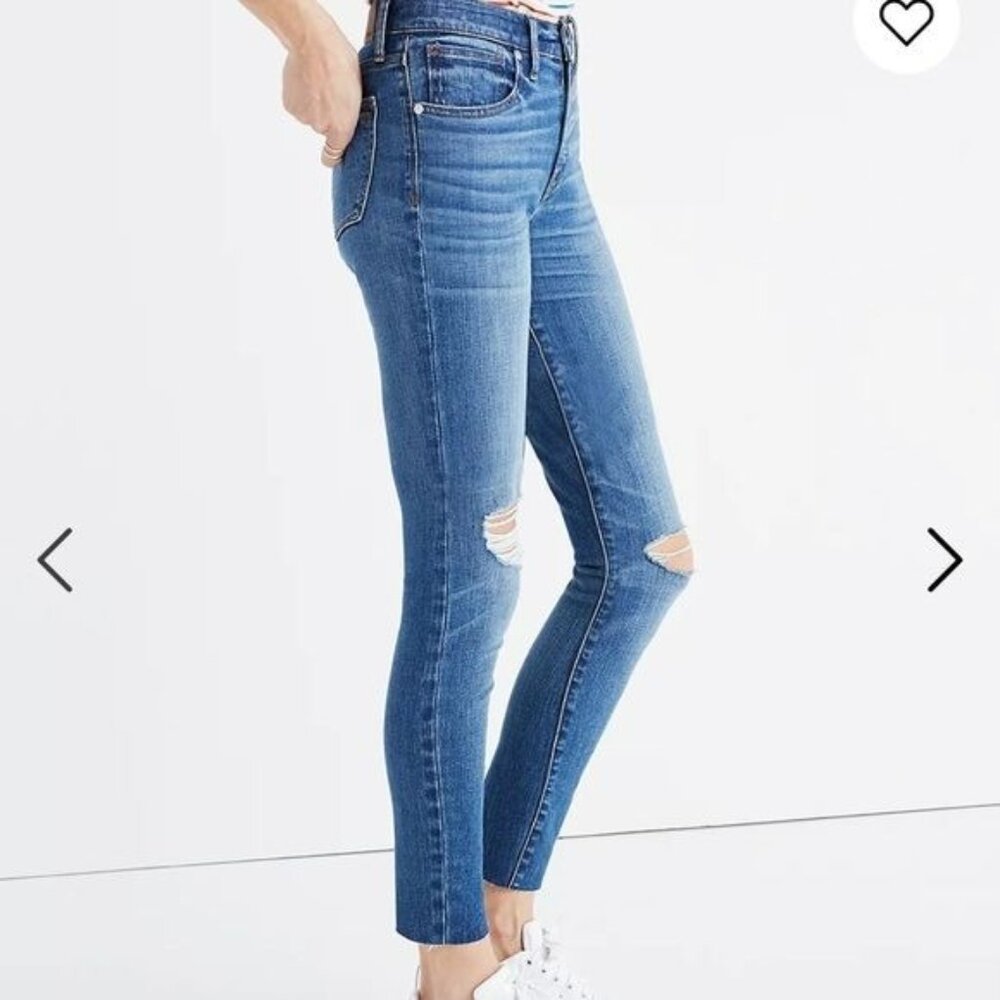 MADEWELL 9” High-Rise Skinny Crop 26 Raw Hem Distressed Jeans Casual Grunge